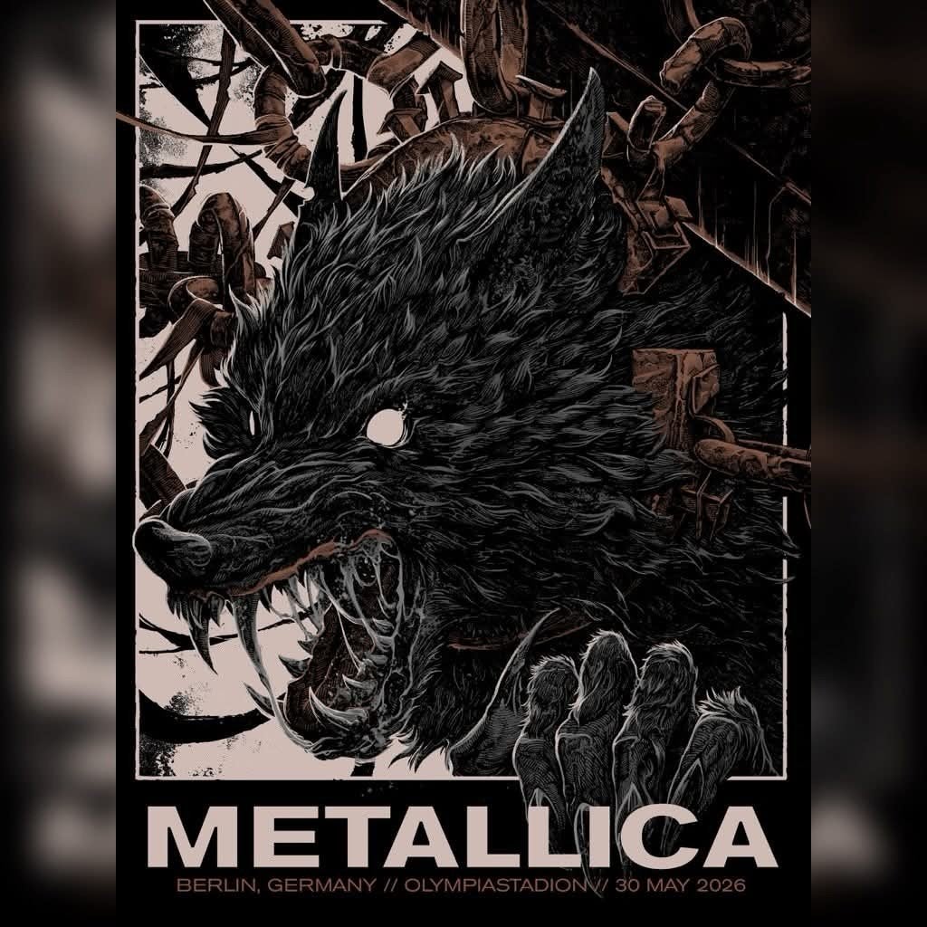 Metallica Concert Poster Berlijn 2026 - Wolf Design, Verzamelen, Rechthoekig Staand, Nieuw, Ophalen of Verzenden, A1 t/m A3