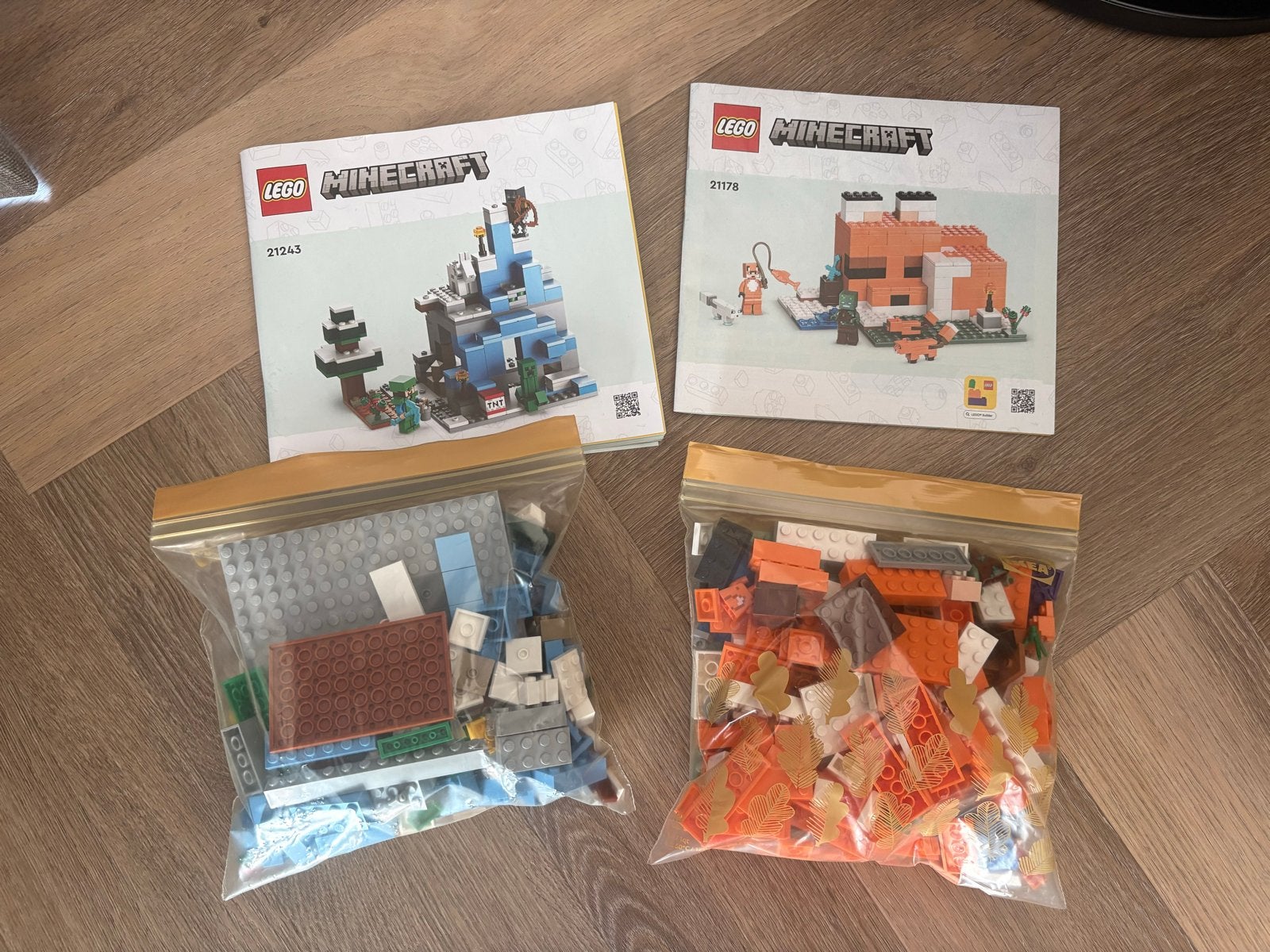 3 sets LEGO Minecraft met handleidingen, Gebruikt, Minecraft, Lego, Ophalen of Verzenden