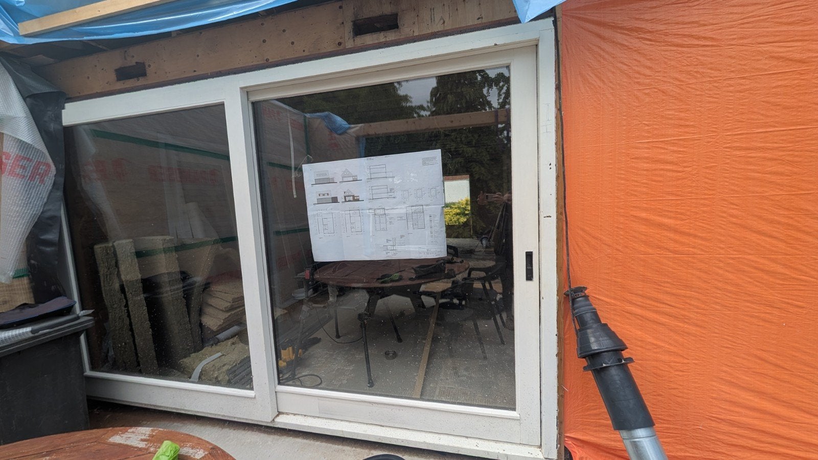 Houten schuifpui met dubbel glas - 350x221 cm, Doe-het-zelf en Verbouw, Kozijnen en Schuifpuien, Ophalen