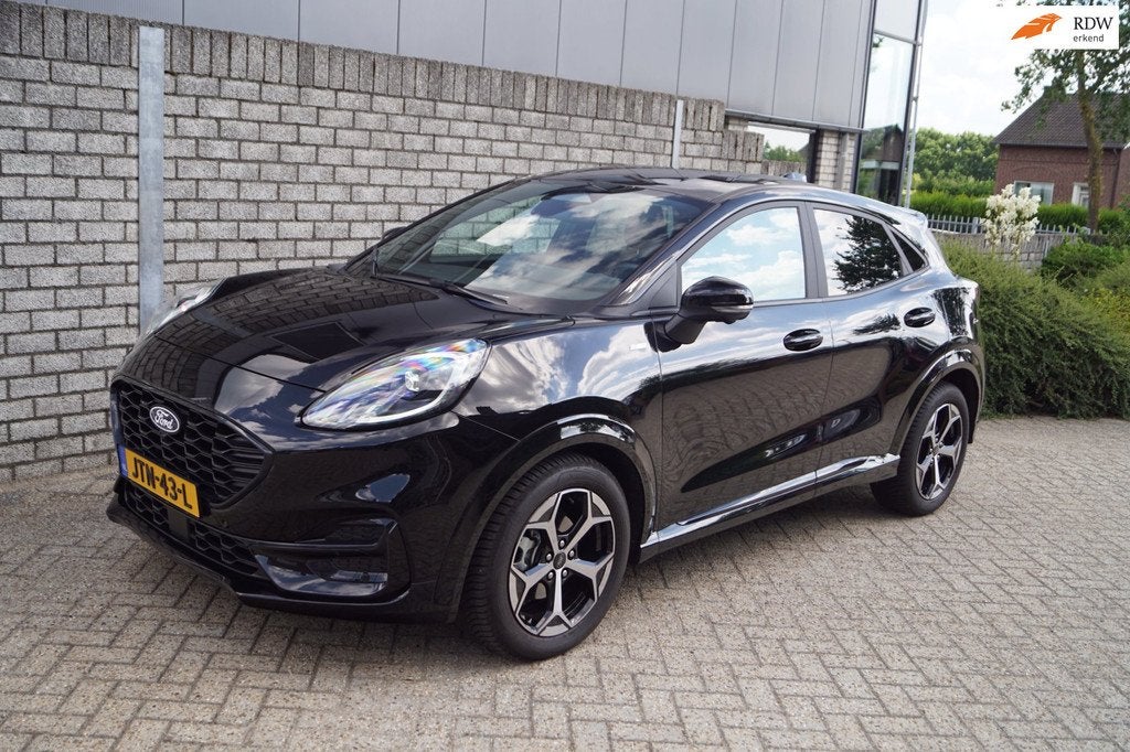 Ford PUMA 1.0 EcoBoost Hybrid ST-Line X Autom Leder/Alcantar, Auto's, Ford, 125 pk, Zwart, Bedrijf, Hybride Elektrisch/Benzine