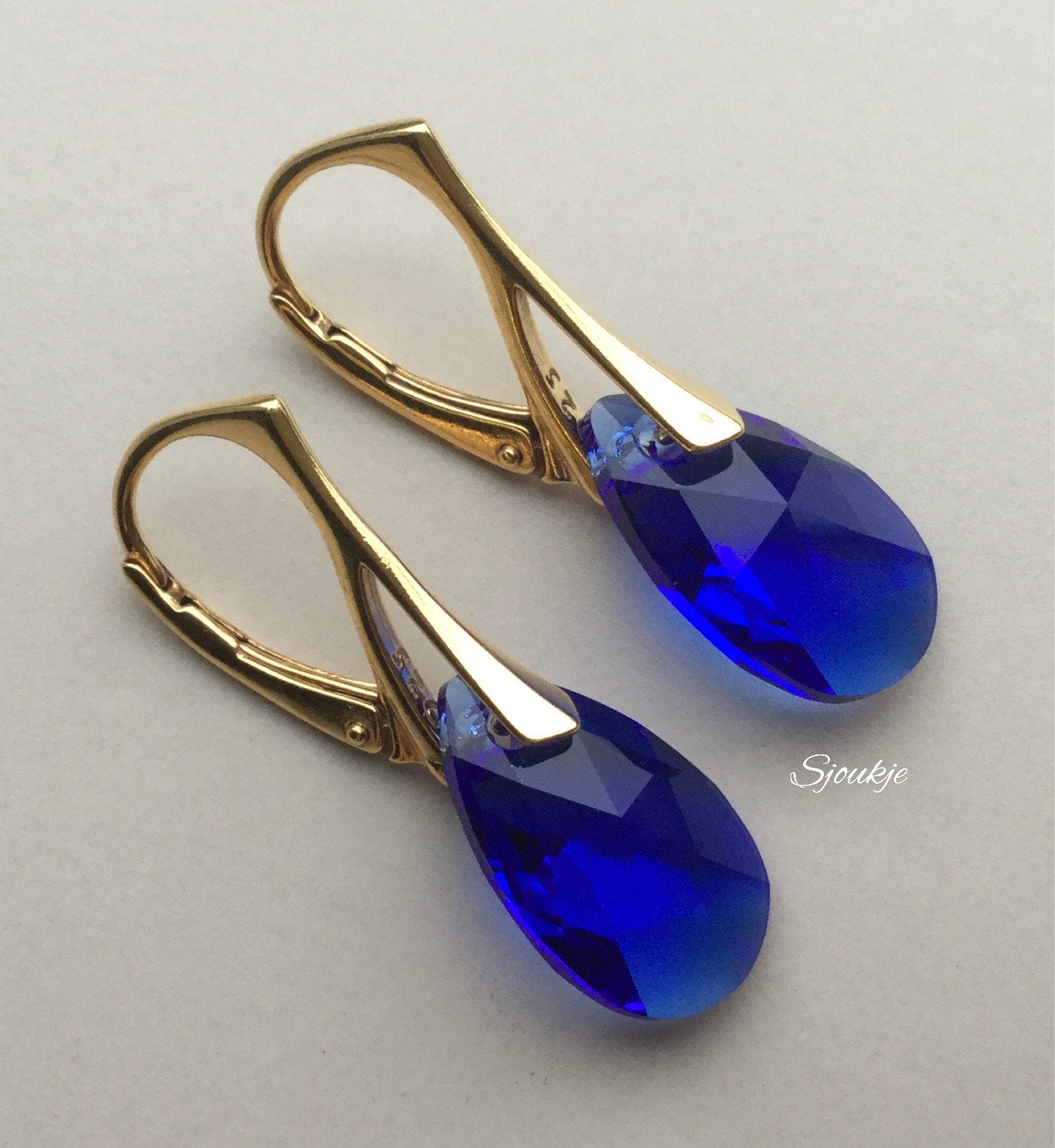 Oorbellen Swarovski kristal NIEUW goud zilver ketting parel, Met kristal, Hangers, Nieuw, Goud