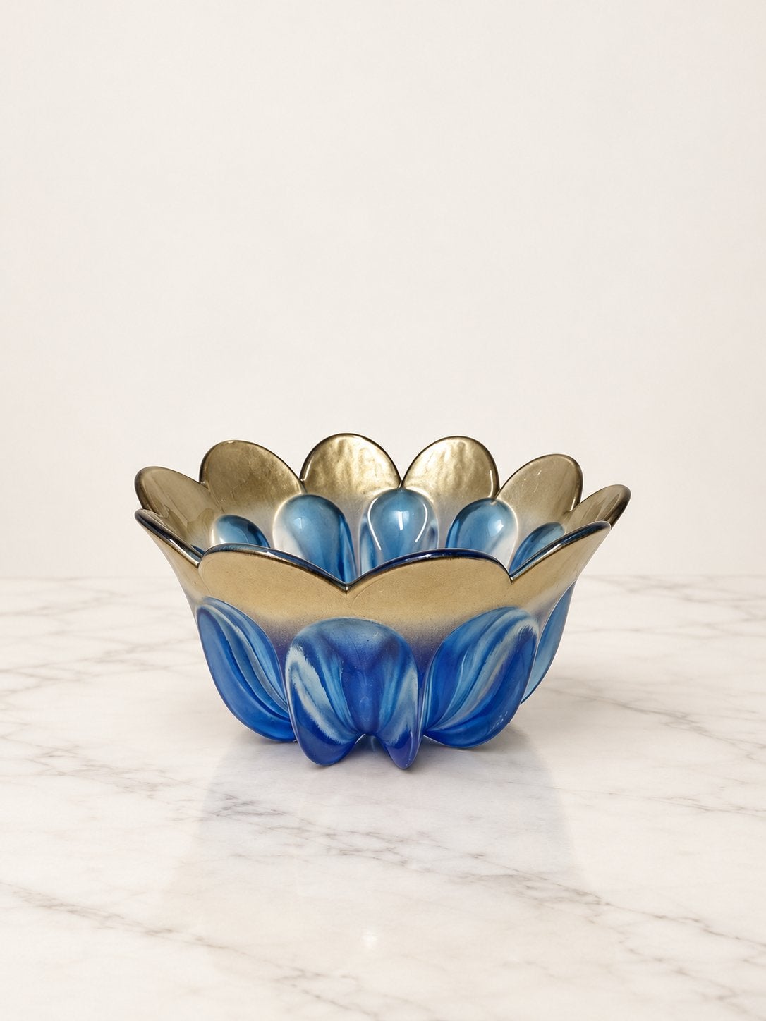 Vintage Walther glas Marrakech bowl blauw goud glas, Verzenden