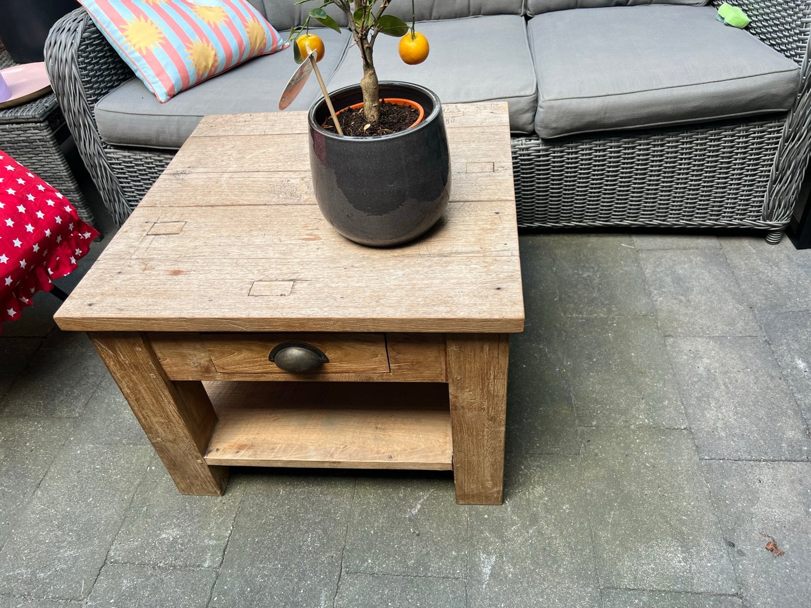 Teak houten salontafel / bijzettafel, antiek teak,  mooi!, Ophalen, 50 – 75, Gebruikt, 100 tot 150 cm