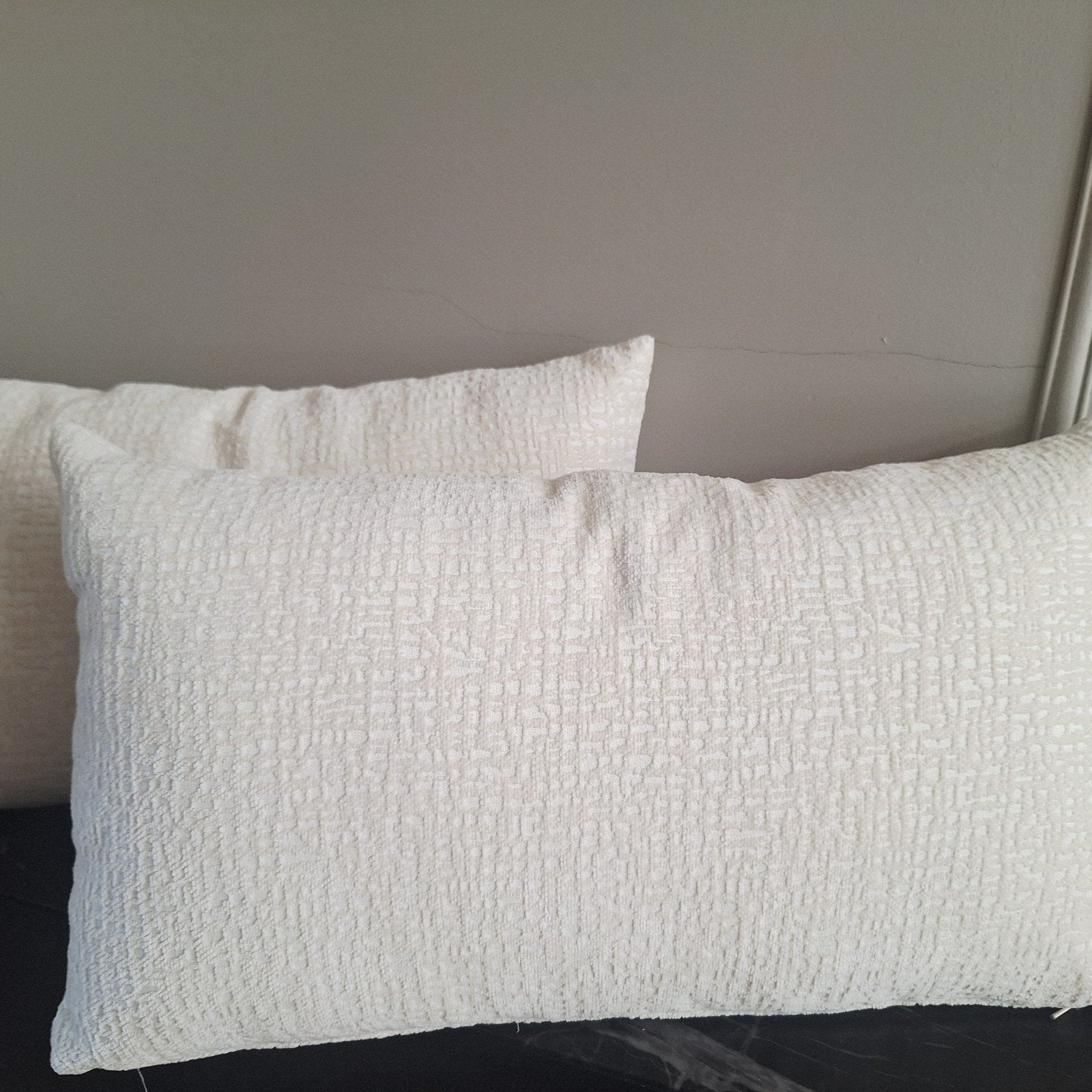 Creme kleurige structuur japandi stijl kussenset 30x50 cm, Overige kleuren, Vierkant, Nieuw, Ophalen of Verzenden