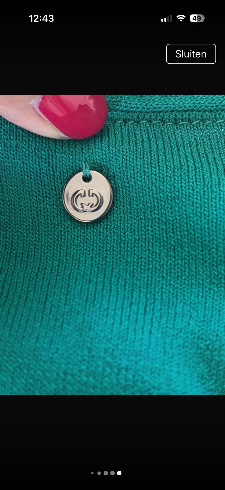 Gucci Long Cardigan Smaragdgroen Maat M, Verzenden, Zo goed als nieuw, Maat 38/40 (M), Groen