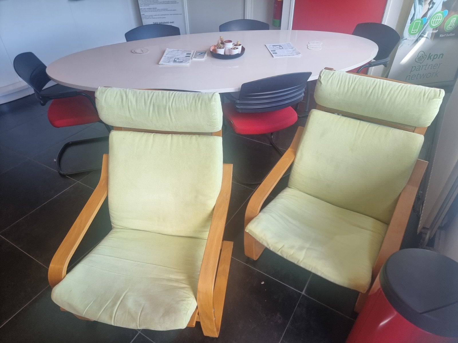 Set van 2 IKEA POÄNG fauteuils licht groen, Ophalen, Gebruikt, Overige kleuren, Twee
