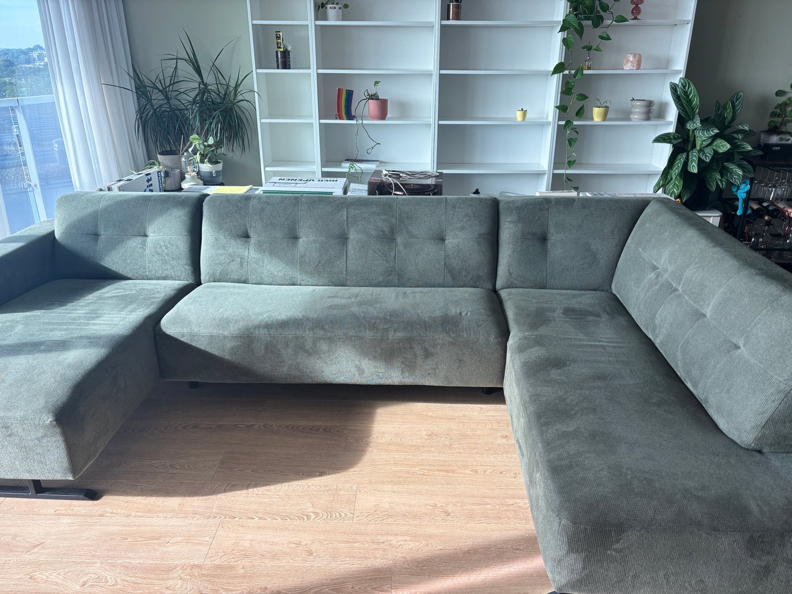 Grote comfortabele hoekbank in goede staat, Huis en Inrichting, Ophalen, Gebruikt, Hoekbank, 300 cm of meer