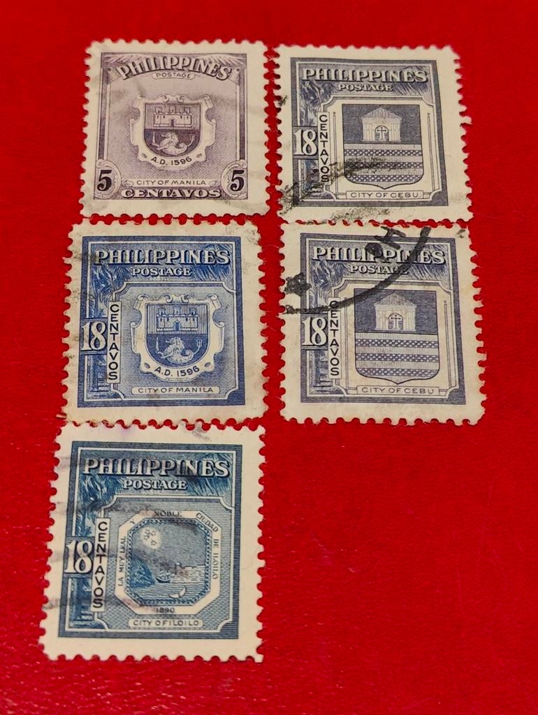 Filipijnse postzegels - Stedenreeks (5 stuks), Ophalen of Verzenden, T/m 1940, Gestempeld