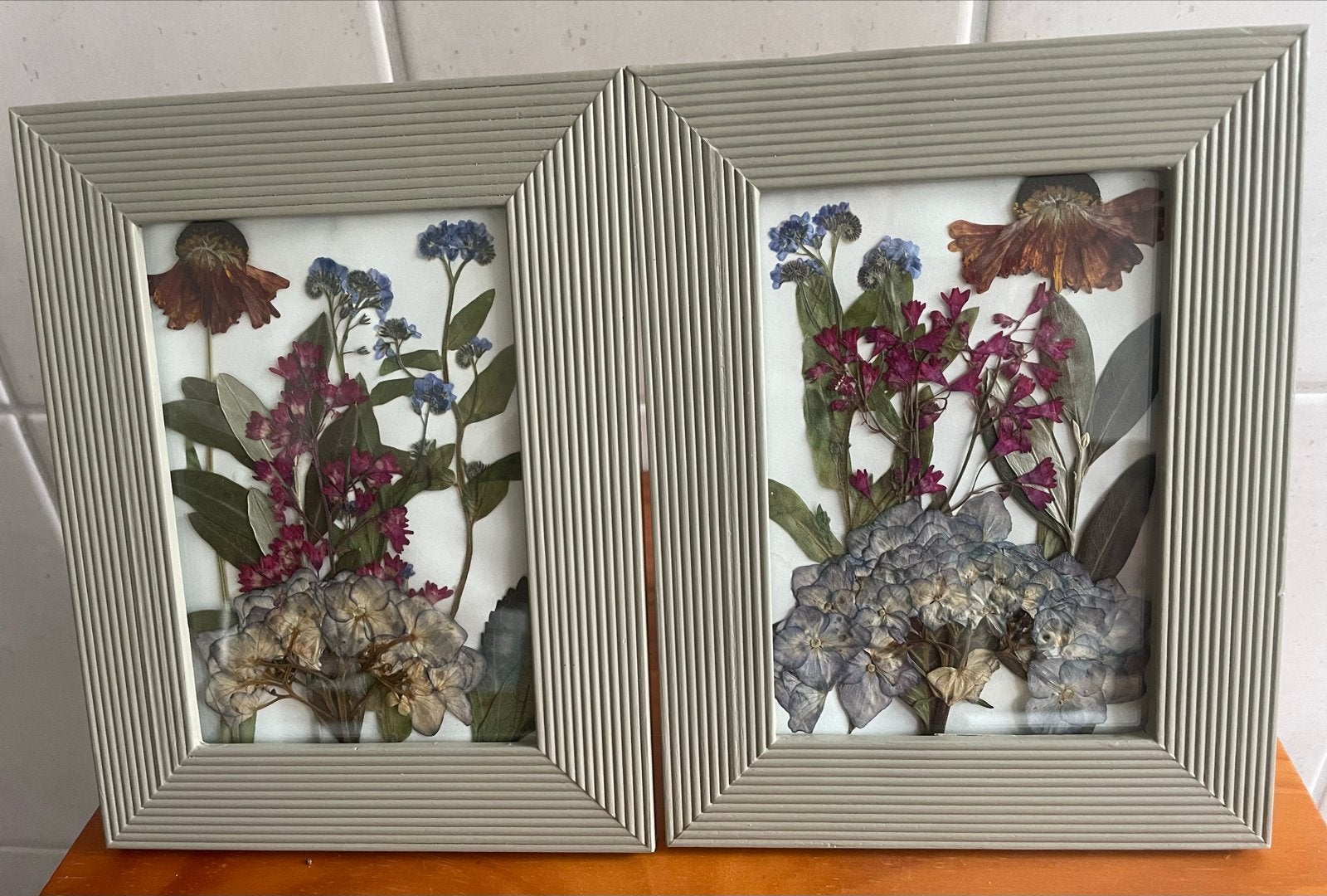 Set van 2 ingelijste droogbloemen, Ophalen of Verzenden, Nieuw, Minder dan 50 cm, Schilderij