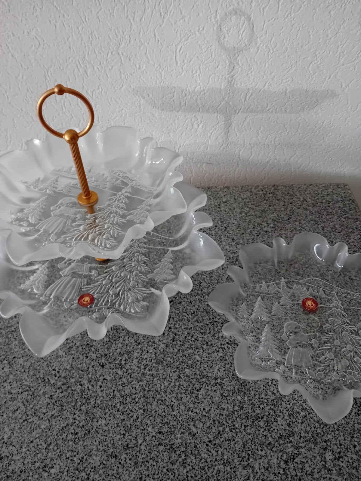 Waltherglas Etagere en schaal - Kerstthema, Antiek en Kunst, Ophalen of Verzenden