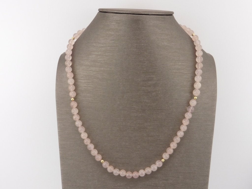 Rozenkwats collier met gouden slot en bolletjes          D24, Gebruikt, ., Ophalen of Verzenden, .