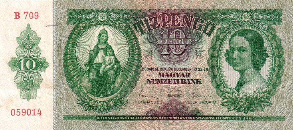 Hongarije 10 Pengö 1936 - VF, Verzenden, Hongarije, Los biljet