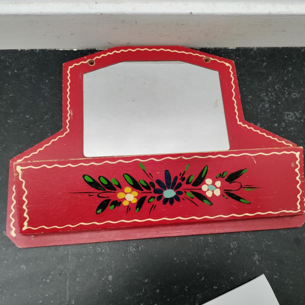 Wandspiegel,Wand,Rood,Glas,Post,Kammen,Hindelopen,bloemen, Ophalen of Verzenden