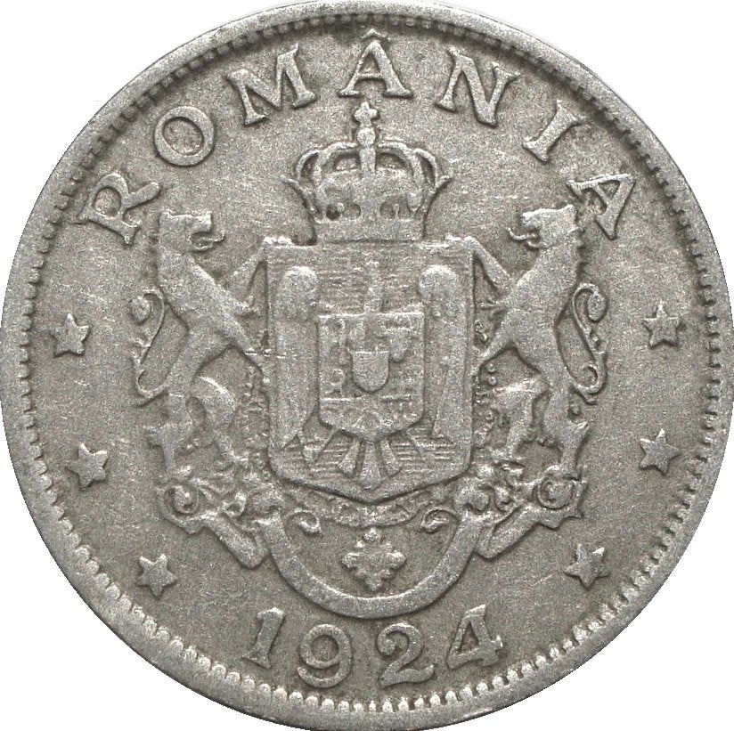 Roemenië 2 lei 1924 (bliksemflits), Ophalen of Verzenden, Overige landen, Losse munt