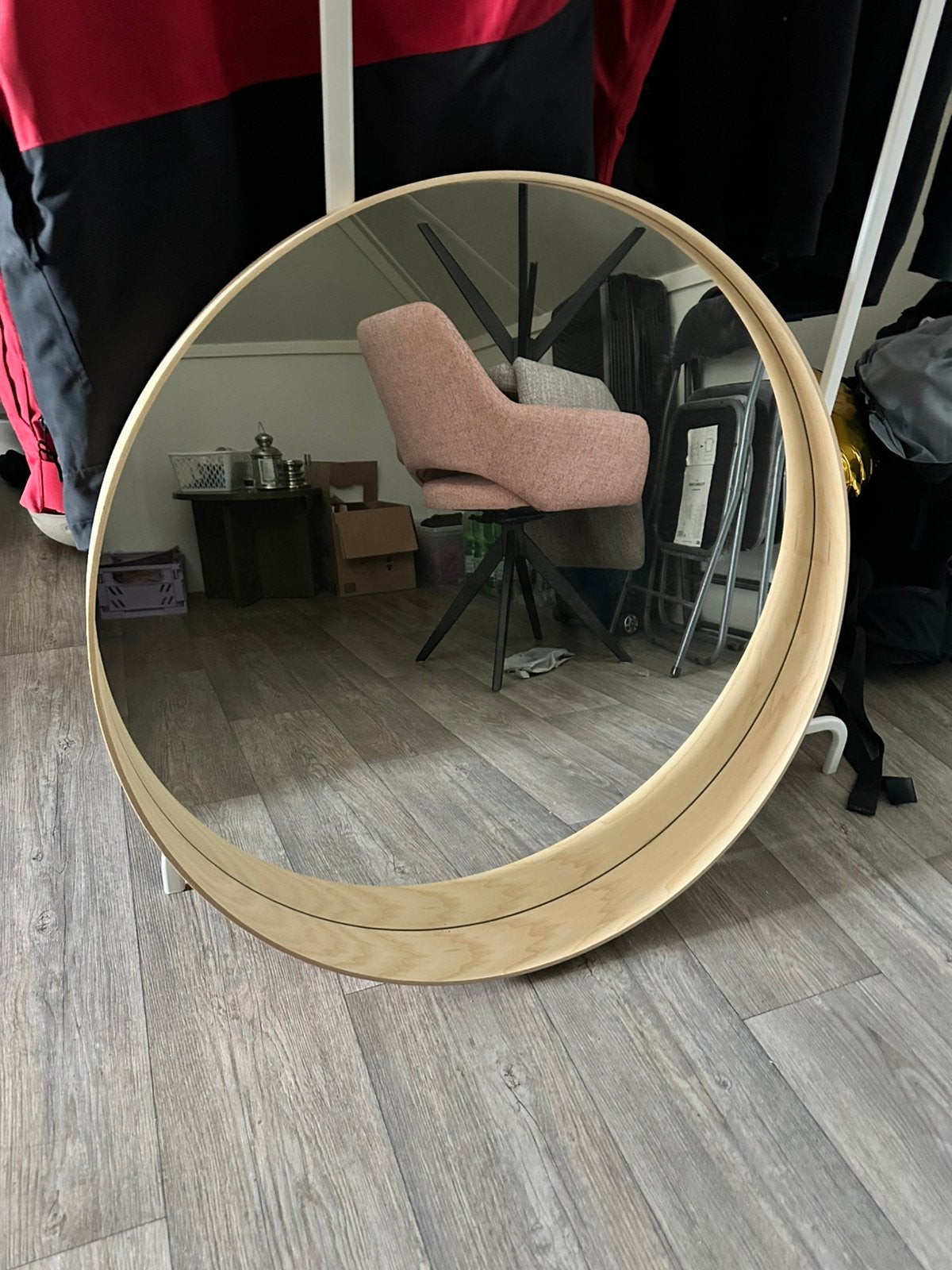 Ikea Stockholm spiegel 80cm eikenfineer, Ophalen, Rond, Zo goed als nieuw, 75 tot 100 cm