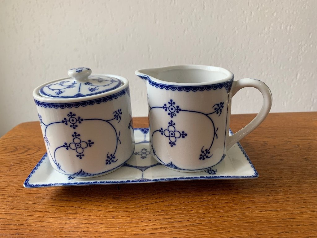 4 delig Roomstel "Indian Blue" Jaren 60/70, Ophalen of Verzenden, Huis en Inrichting