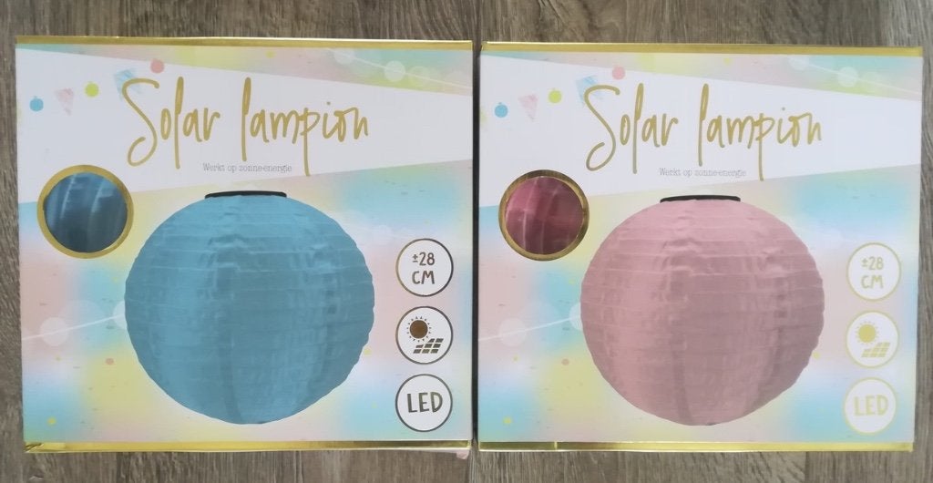 NIEUW : led lampionnen op zonne-energie. 1 roze en 1 blauw, Ophalen of Verzenden, Nieuw