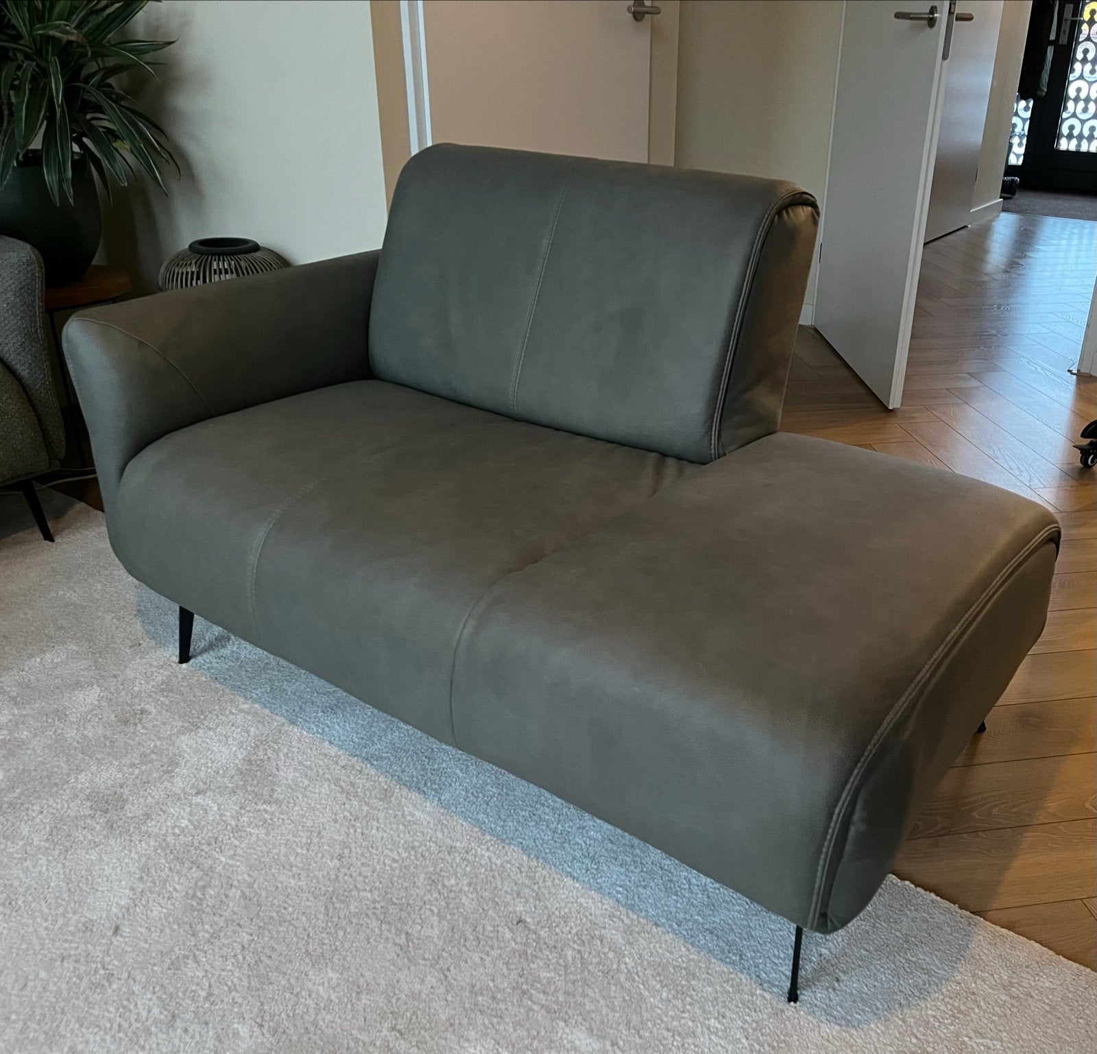 Xooon chaise longue groen leer, Ophalen, Zo goed als nieuw, Eenpersoons, Leer