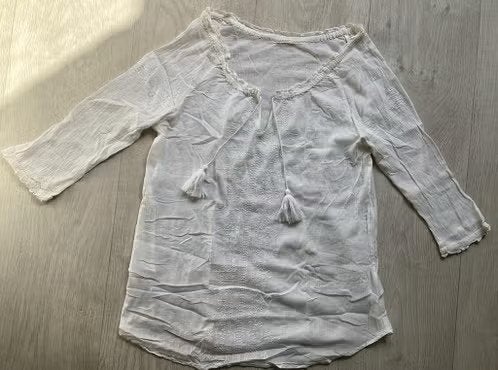 Witte blouse /top maat XL met borduursels, Ophalen of Verzenden, Gedragen, Maat 46/48 (XL) of groter, Wit