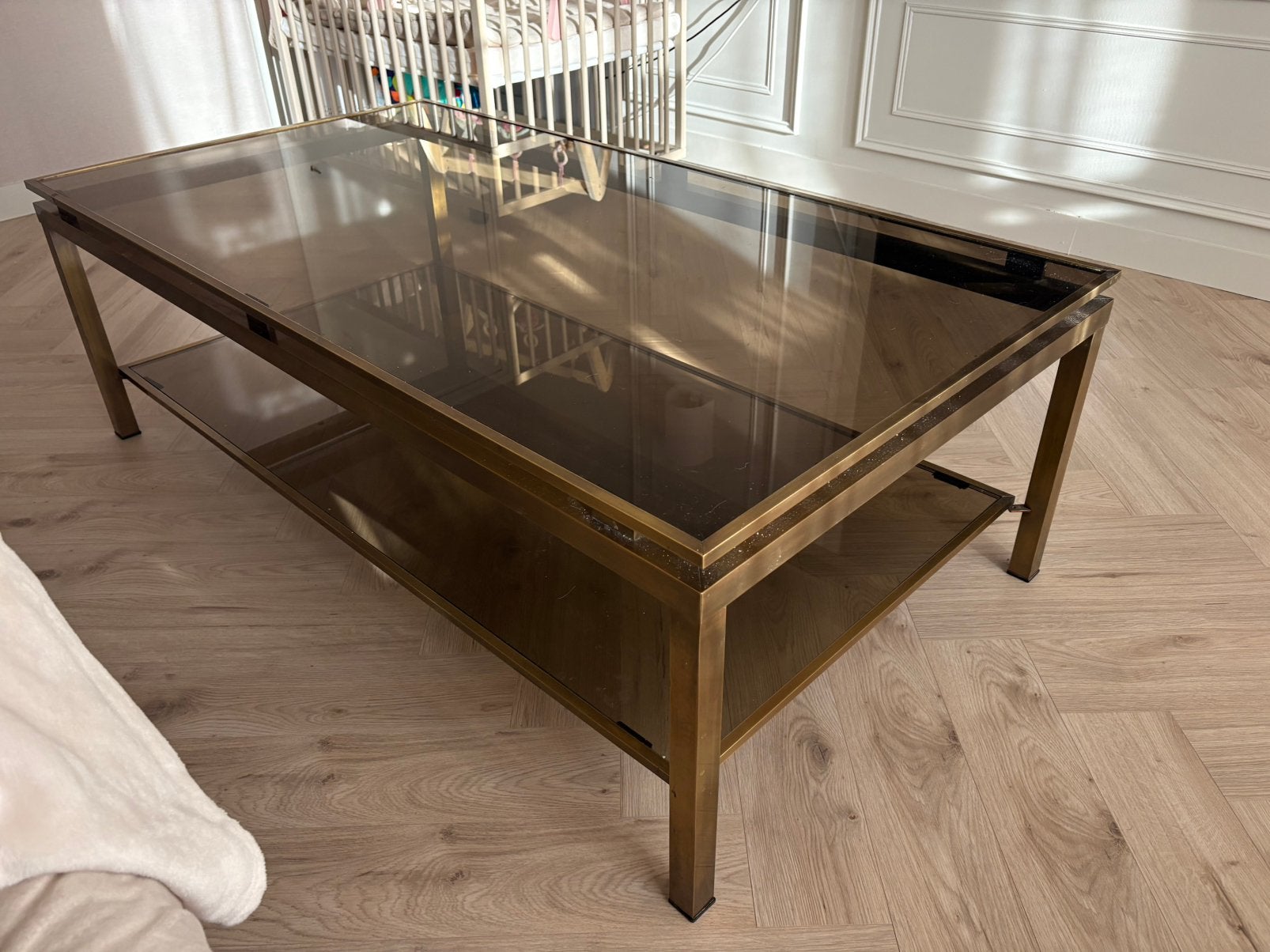 Smoked Glass Coffee Table 1970, Ophalen, 100 tot 150 cm, 50 tot 100 cm, Zo goed als nieuw