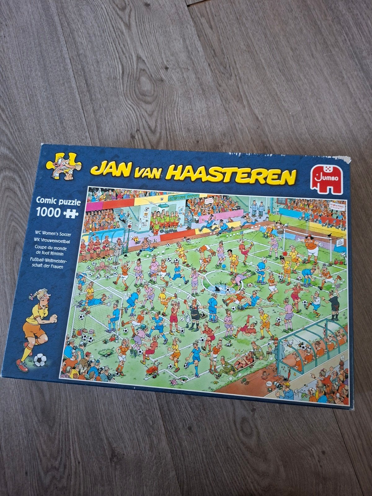 Jan van Haasteren WK Vrouwenvoetbal 1000 stukjes, Ophalen of Verzenden, 500 t/m 1500 stukjes, Gebruikt, Legpuzzel