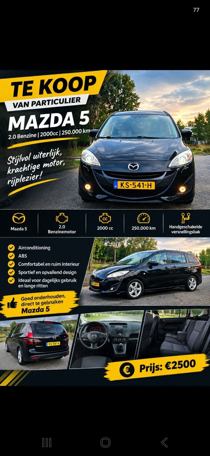 🚘 TE KOOP VAN PARTICULIER – MAZDA 3
🚘 TE KOOP VAN PARTICU, Ophalen of Verzenden, Nieuw, Geel, Overige materialen