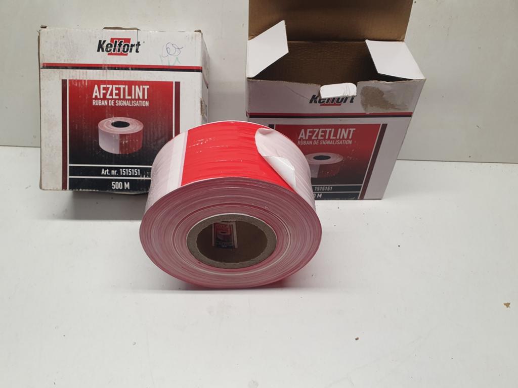 Afzetlint rood/wit 8 cm breedte 500 meter lang, Doe-het-zelf en Verbouw, Ophalen of Verzenden, Nieuw