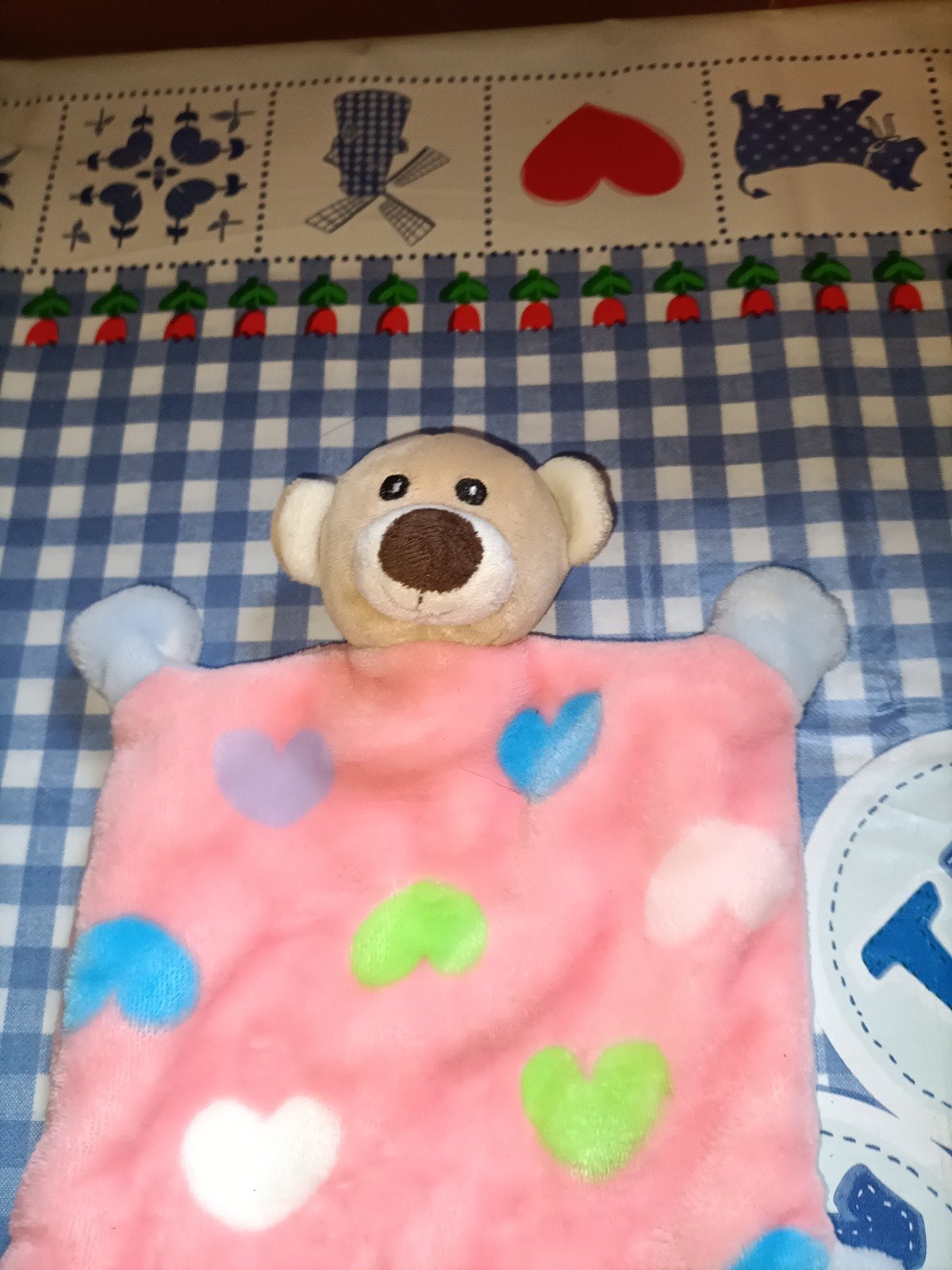 Beer knuffeldoekje roze met hartjes, Ophalen of Verzenden, Zo goed als nieuw, Beer