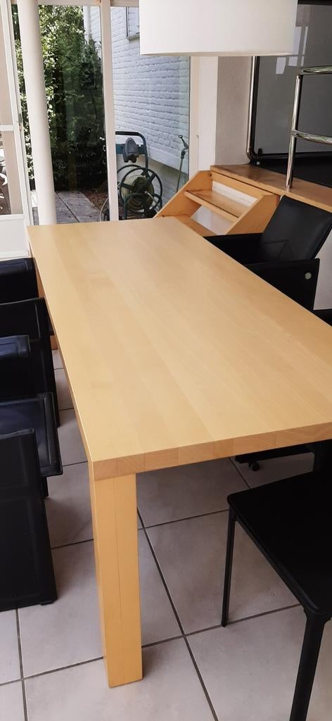 Berkenhouten eettafel, blank gelakt. 200x 80x 74., Huis en Inrichting, Tafels | Eettafels, Ophalen, Gebruikt, 50 tot 100 cm, 150 tot 200 cm