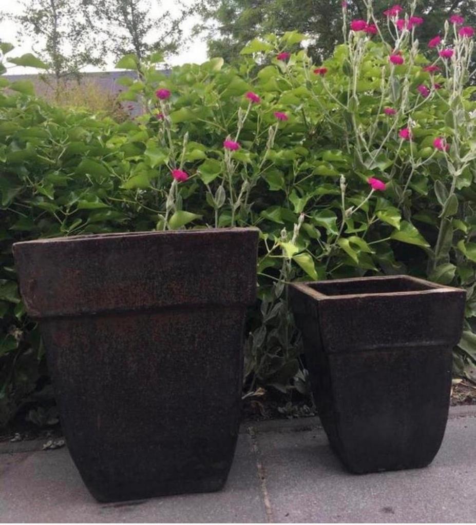 Grote cascade stevige zware oud Hollandse potten uniek, 25 tot 40 cm, Vierkant, Ophalen of Verzenden, Zo goed als nieuw