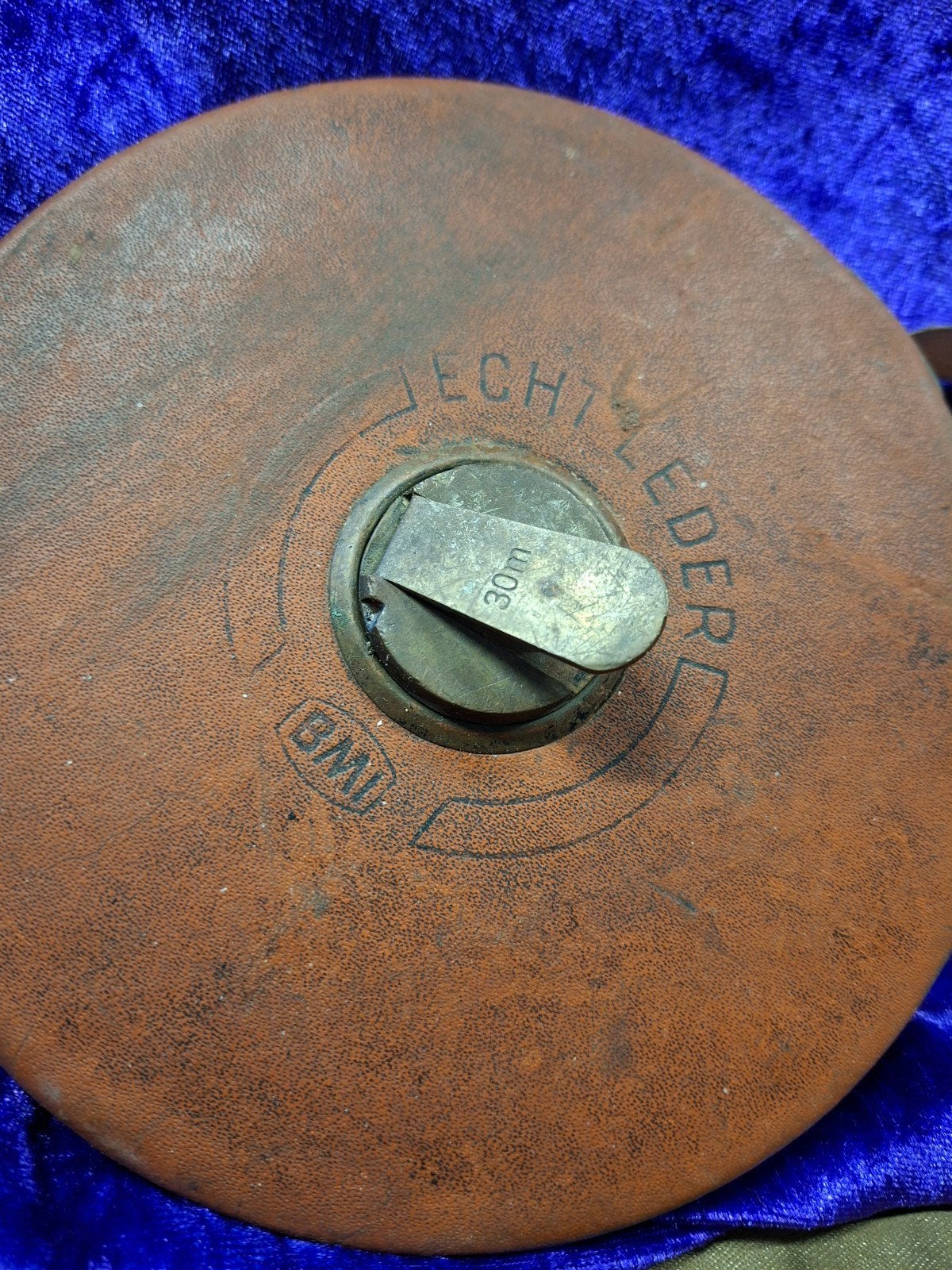 Antieke BMI Rolmaat 30 meter - Vintage Echt LederAntieke BMI, Doe-het-zelf en Verbouw, Ophalen of Verzenden