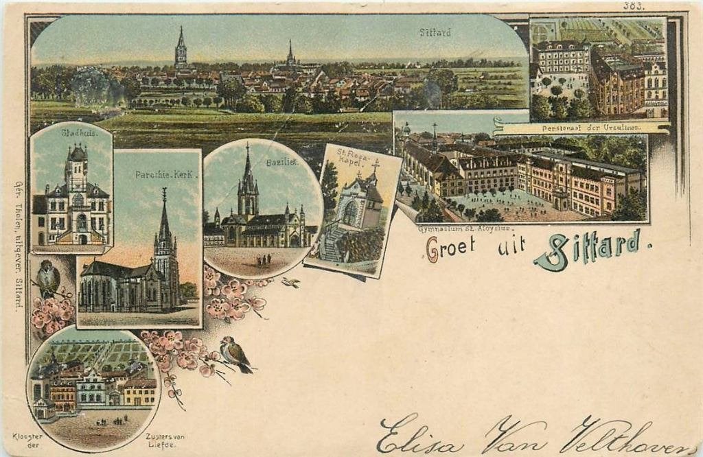 388-312-001 Sittard Groet uit, Verzamelen, Ansichtkaarten | Nederland, Verzenden, Voor 1920, Limburg