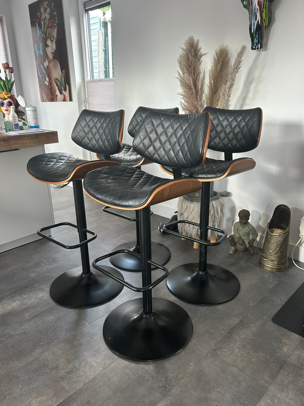 Barkruk Bento - PU - leder 4 stuks in hoogte verstelbaar, Ophalen, In hoogte verstelbaar, 60 tot 90 cm, Zo goed als nieuw