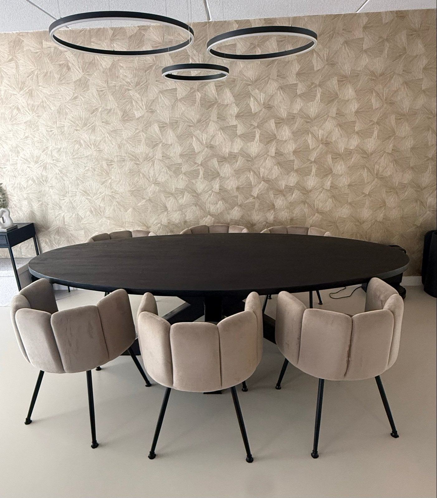 Massief eiken eettafel 250x120 met 6 eetkamerstoelen, Huis en Inrichting, Ophalen, 100 tot 150 cm, Eikenhout, 200 cm of meer