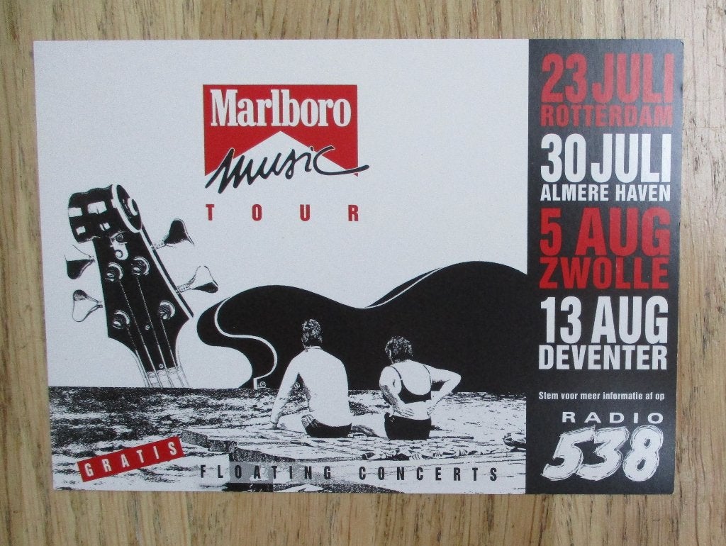 Marlboro music tour radio 538  concert reclamekaart 1994, Ophalen of Verzenden, Zo goed als nieuw, Overige typen