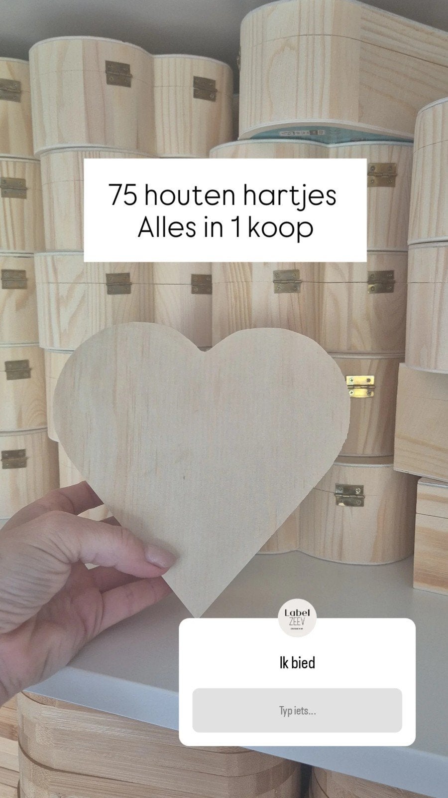 75 houten hartjes - Alles in 1 koop, Nieuw, Overige merken, Knutselmateriaal, Handgemaakt