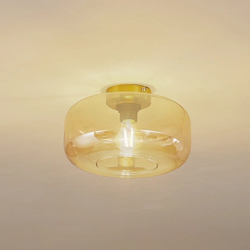 Lindby Plafondlamp Hildur Ø 28,5 cm Amber Glas (2 stuks), Lindby, Nieuw, Ophalen of Verzenden, Glas