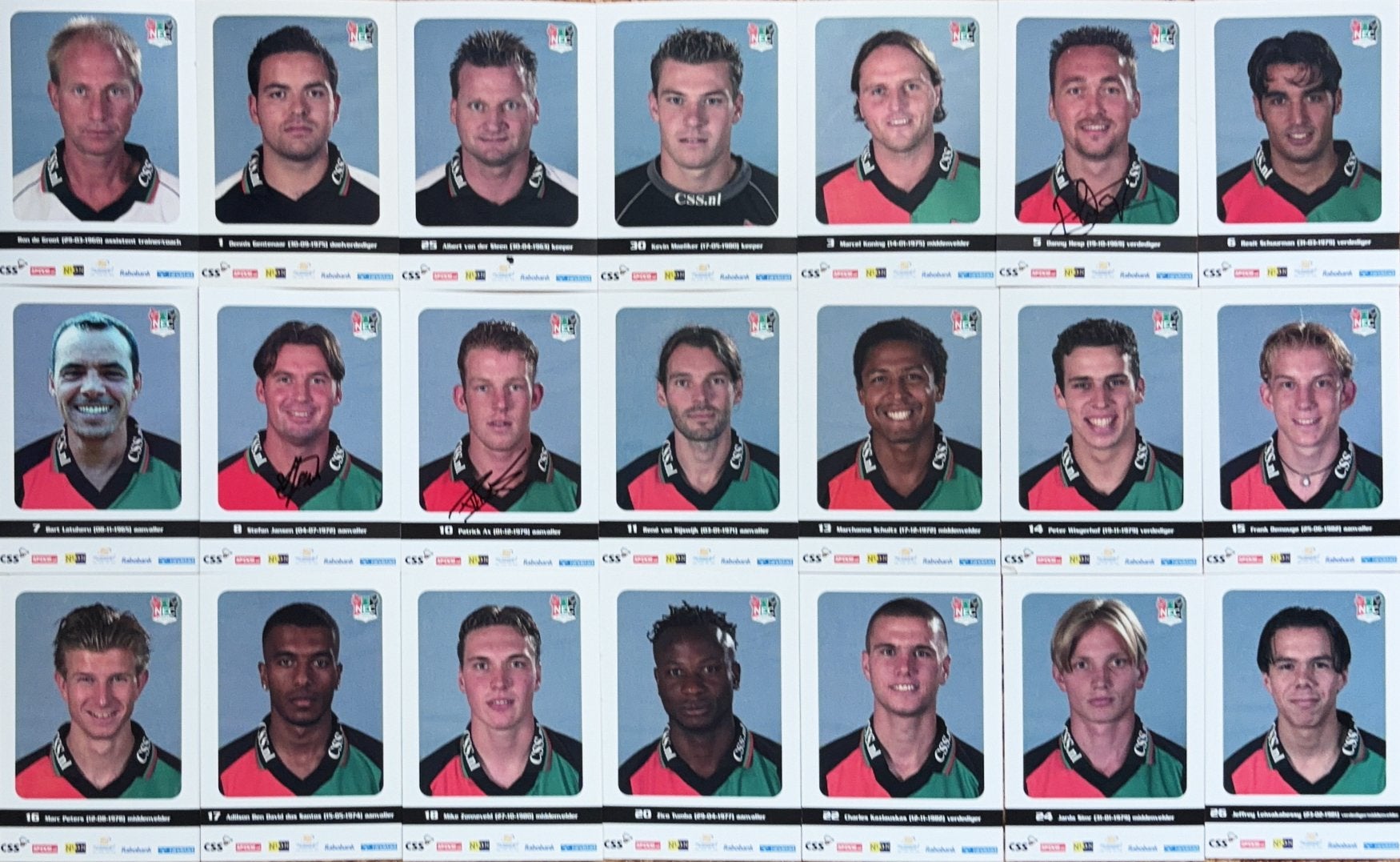 22 Spelerskaarten NEC Nijmegen - seizoen 2001/2002, Verzenden, Zo goed als nieuw, Feyenoord, Spelerskaart