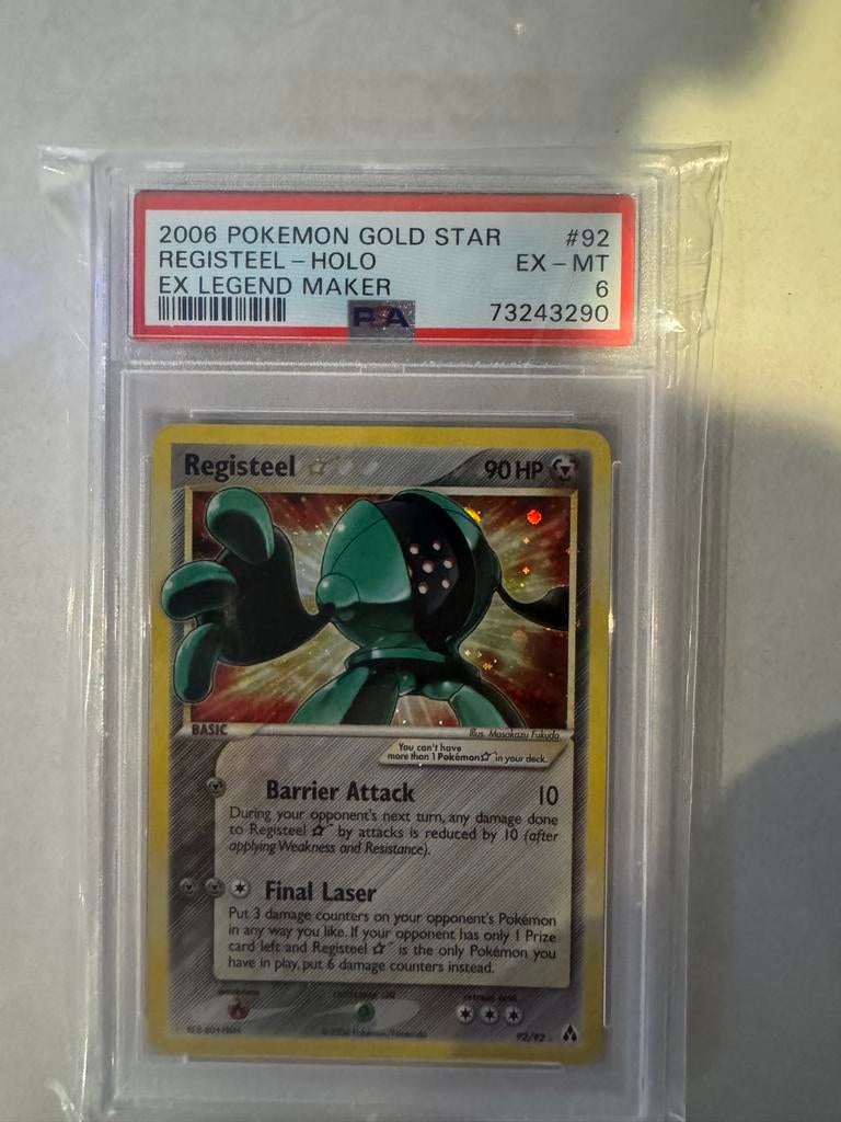 2006 Pokémon Gold Star Registeel Holo PSA 6 EX-MT, Ophalen, Gebruikt, Losse kaart, Foil