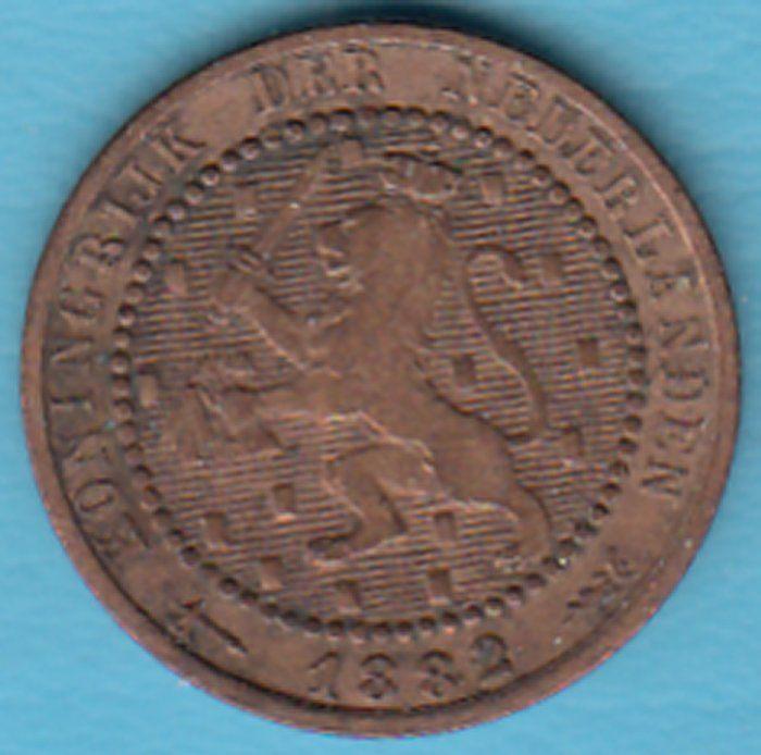 Nederland 1 cent 1882 Willem III, Sch. 699 in munthouder, Ophalen of Verzenden, Koning Willem III, 1 cent, Losse munt