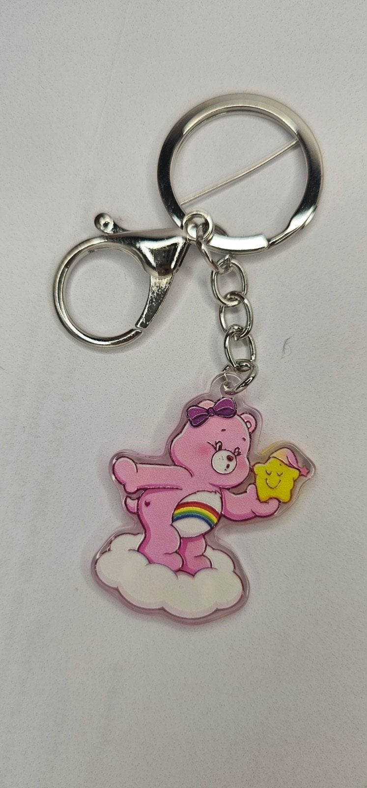 Leuke Roze Care Bear Sleutelhanger met Regenboog, Ophalen of Verzenden, Nieuw, Knuffel of Figuurtje