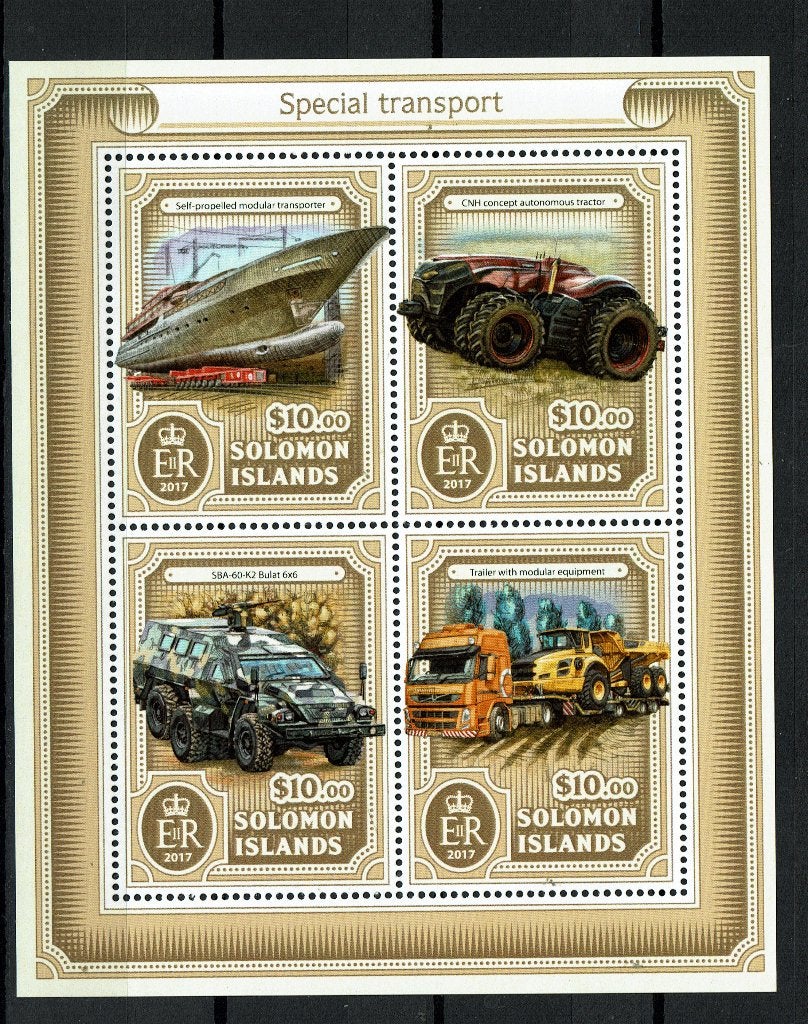 SOLOMON IS 2017 PF BLOK SPECIAAL TRANSPORT AUTO CARS BOTEN 2, Ophalen of Verzenden, Postfris, Auto's