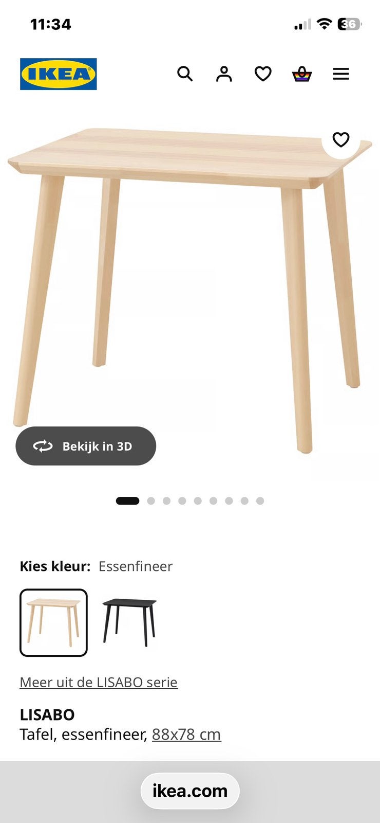 Tafel 88x78 cm essen fineer, Huis en Inrichting, Tafels | Eettafels, Ophalen, 50 tot 100 cm, Vierkant, Tot twee personen