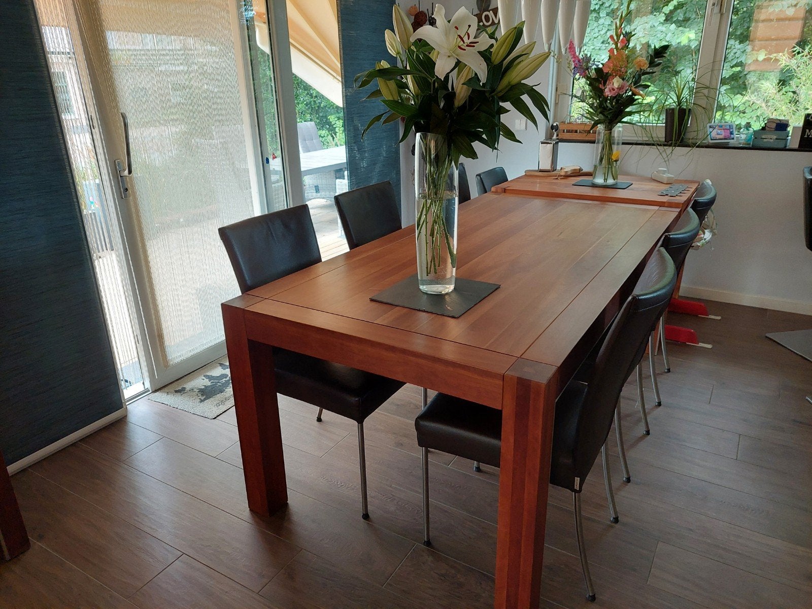 Meubelset kersenhouten eettafel & dressoir met spiegelset, Huis en Inrichting, Tafels | Eettafels, Ophalen, Gebruikt, 200 cm of meer