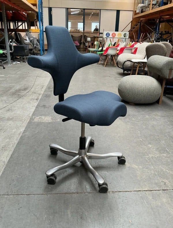 HAG Capisco 8106 Bureaustoel |Zithoogte 45-59cm|Blauw|Chroom, Gebruikt, -, Blauw, -
