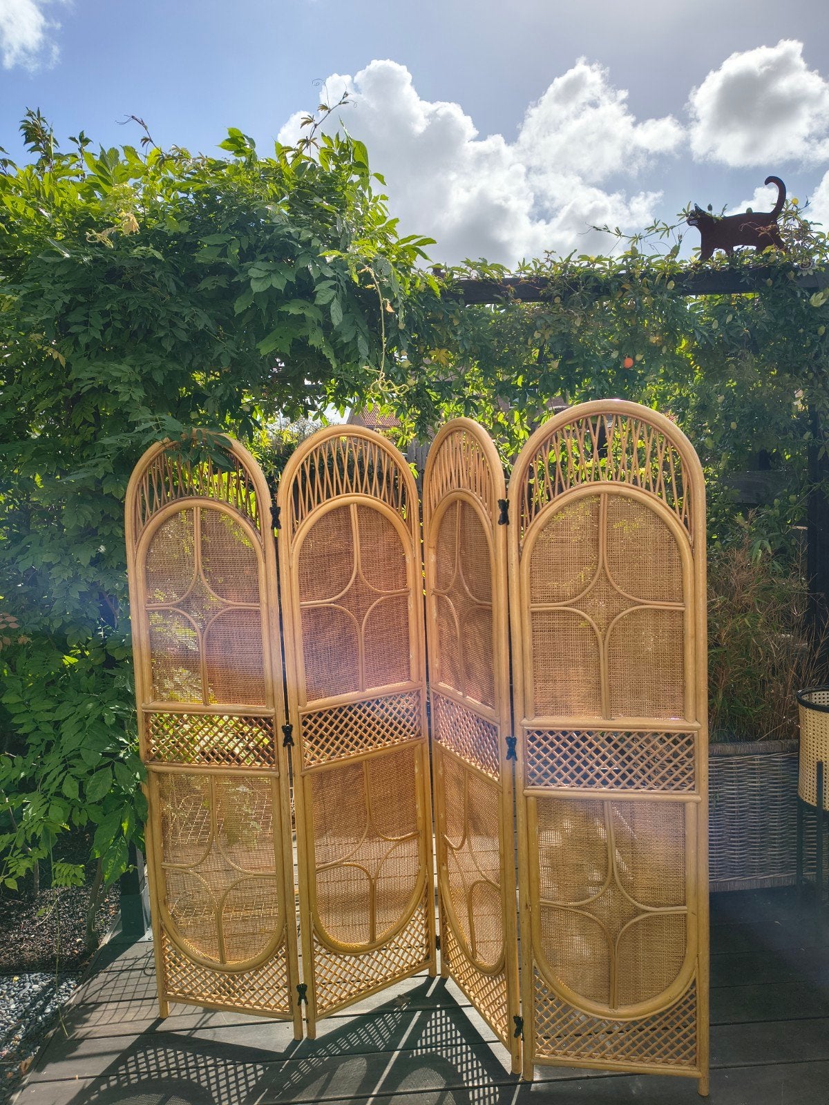 Vintage rotan/bamboe kamerscherm, Huis en Inrichting, Ophalen, Gebruikt