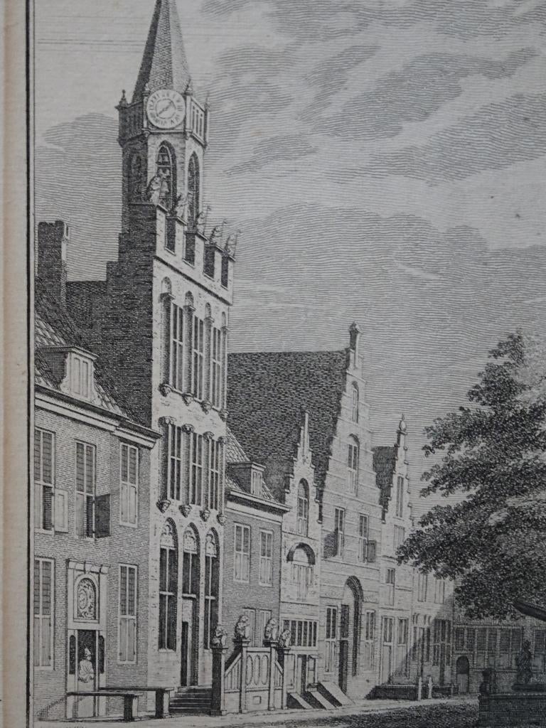 Gravure stadhuis Tholen, Philips naar Pronk 1747, Antiek en Kunst, Verzenden