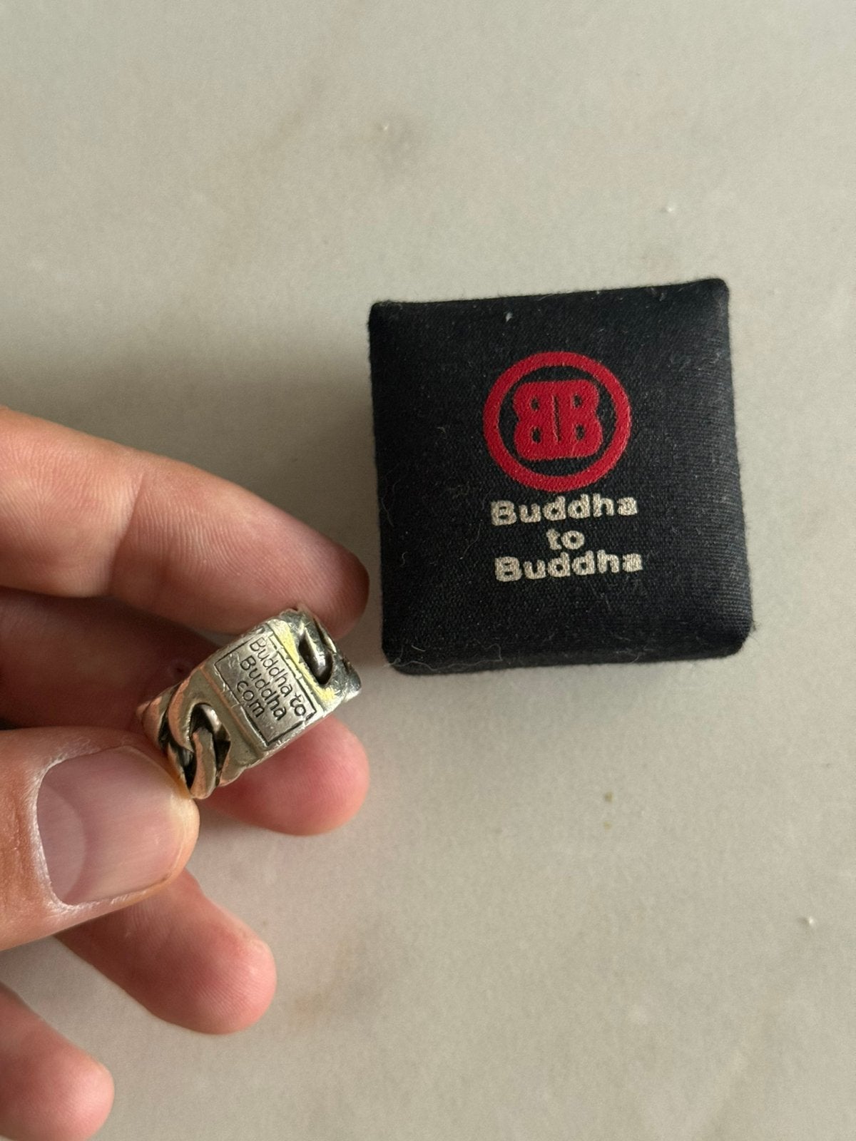 Buddha to buddha chain ring origineel 925 zilver, Ophalen of Verzenden, Gebruikt, Zilver, Dame of Heer
