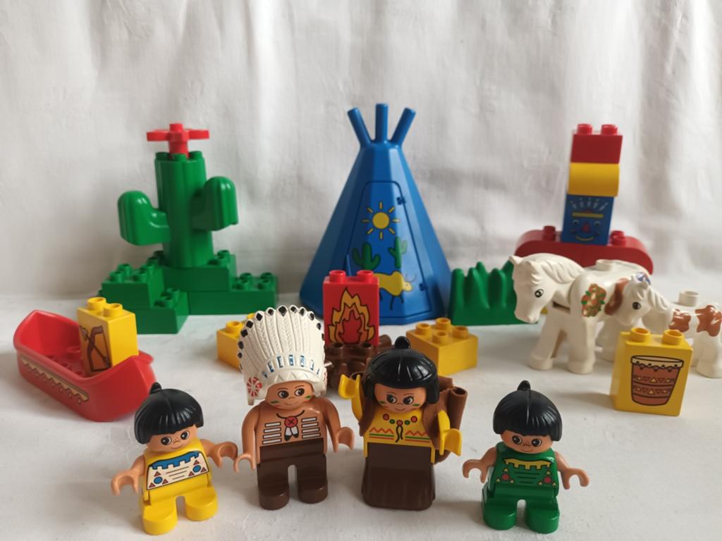 Vintage Duplo Indianen set met totempaal,  tipi en kano, Ophalen of Verzenden, Gebruikt, Duplo