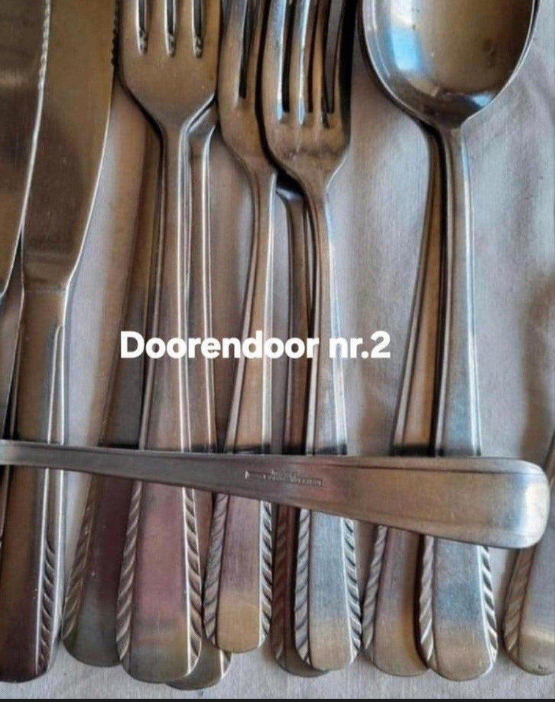 Bestek DoorenDoor Nona schuine strepen visgraat, Ophalen of Verzenden, Nieuw, Rvs of Chroom
